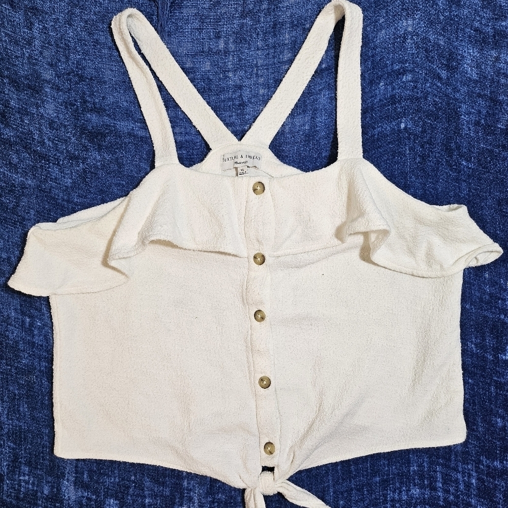 Madewell Texture & Thread Ruffle Tie Front Tank Terry Towel XL - Picture 2 of 8